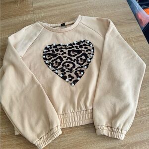 SHEIN Beige Sweater with Leopard Heart